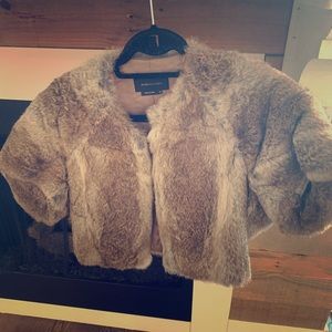 BCBG MaxAzaria Short Sleeve Fur Shawl